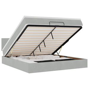 vidaXL Otomanska postelja z vzmetnico&LEDs svetlo siva 180x200cm žamet