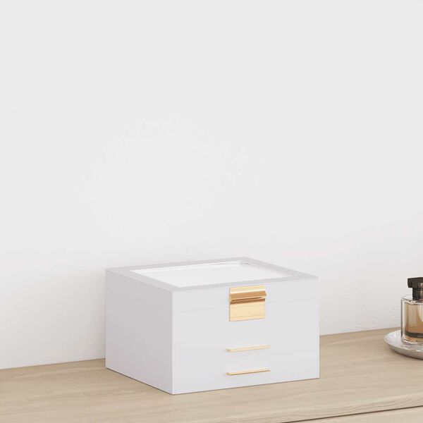 vidaXL Škatla za nakit 3-vrstična bela 23x20,5x14 cm