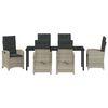 vidaXL Komplet za jedilnico v vrtu 7 pcs Svetlo siva poli ratan