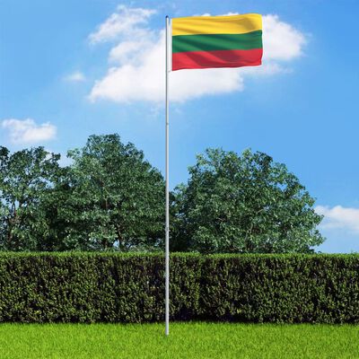 vidaXL Zastava Litve in aluminijast zastavni drog 6 m