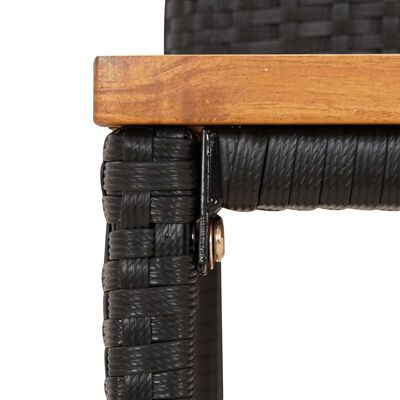 vidaXL Barski stolčki 2 kosa črn poli ratan in trden akacijev les