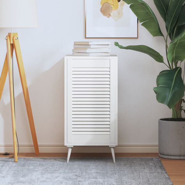 vidaXL Vrata za omarico z letvicami bela 69x39,4 cm trdna borovina