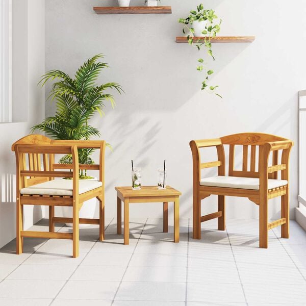 vidaXL Vrtna sedežna garnitura vrtnica 3 pcs Naravna