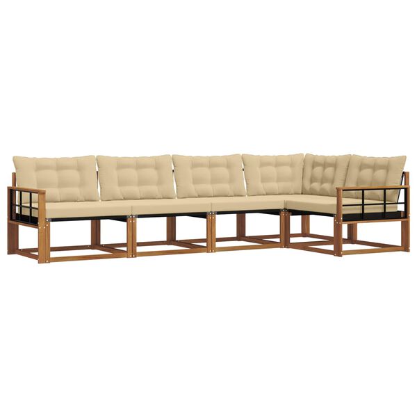 vidaXL Zunanja garnitura za sedenje z blazino 5 pcs Naravna in bež