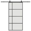 vidaXL Drsna vrata s kompletom strojne opreme črna 102,5x205 cm ESG steklo