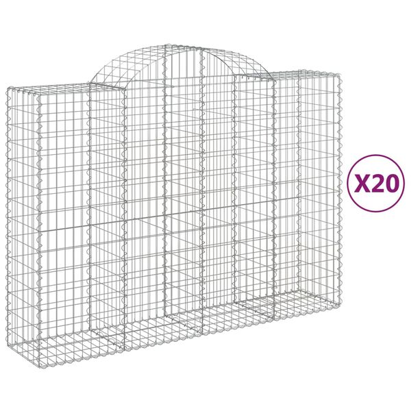 vidaXL Obokane gabion košare 20 kosi 200x50x140/160cm pocinkano železo
