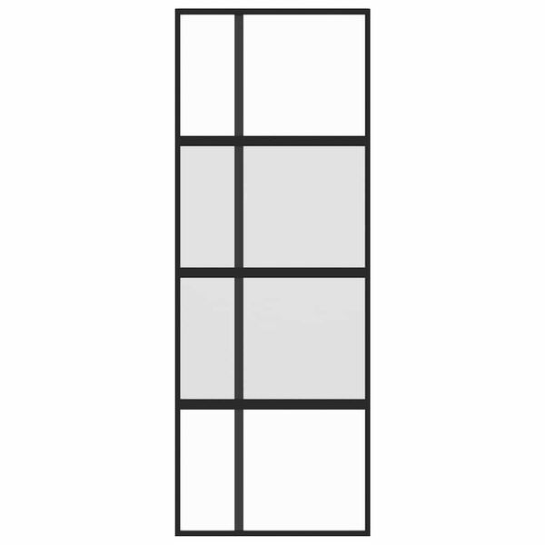 vidaXL Drsna vrata črna 76x205 cm kaljeno steklo in aluminij