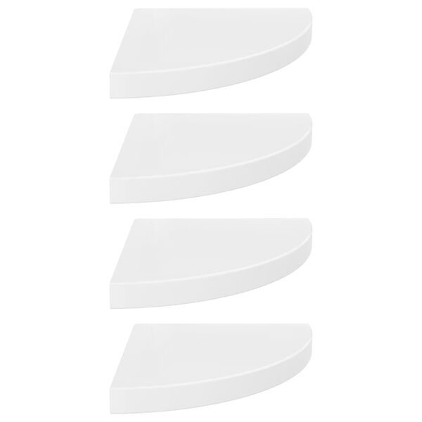 vidaXL Kotne police 4 kosi visok sijaj bele 35x35x3,8 cm MDF