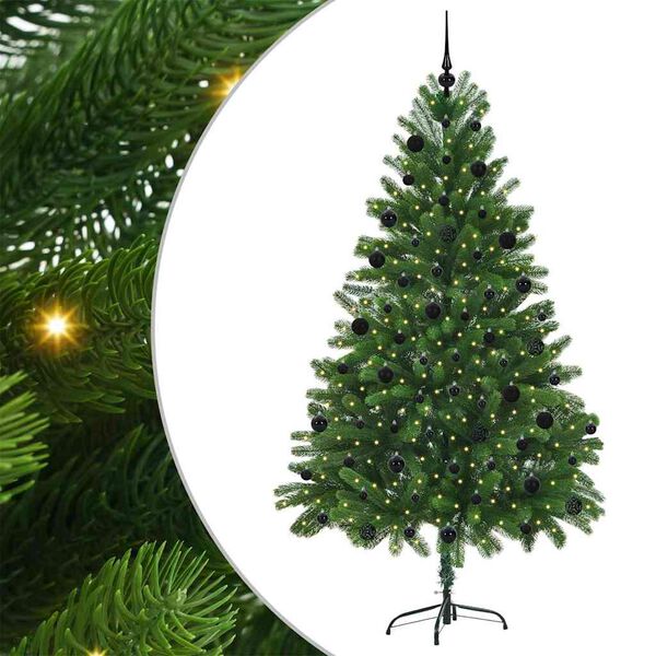 vidaXL Božično drevo med 300 LED z stojalom Zelena 210 cm PE