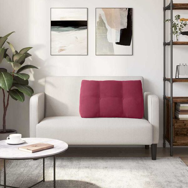 vidaXL Poglavni vzglavnik Vinorodna rdeča 80 x 24 x 50 cm Žamet