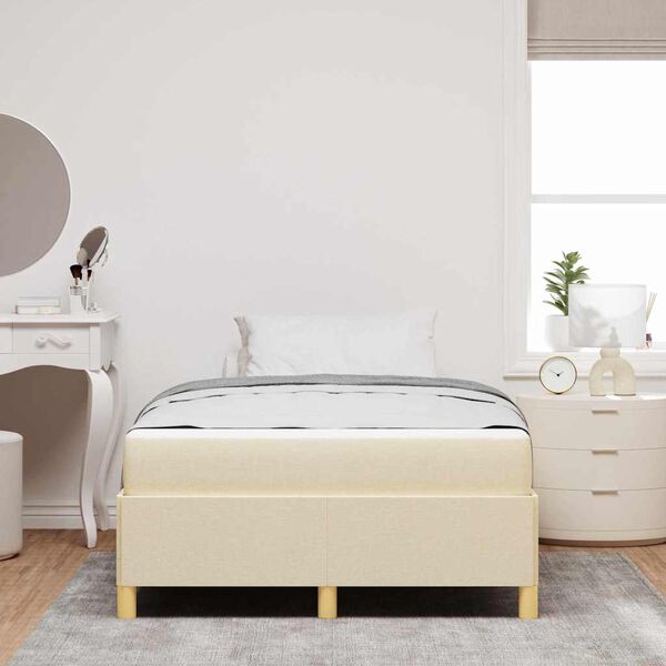 vidaXL Postelja z vzmetnico Bela in smetana 120 x 190 cm Poliester