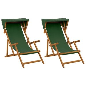 vidaXL Ležalnik 2 pcs 3 Položaj Trdna Eukaliptusova Les Zelena