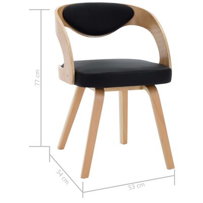 vidaXL Jedilni stoli 2 kosa ukrivljen les in črno umetno usnje