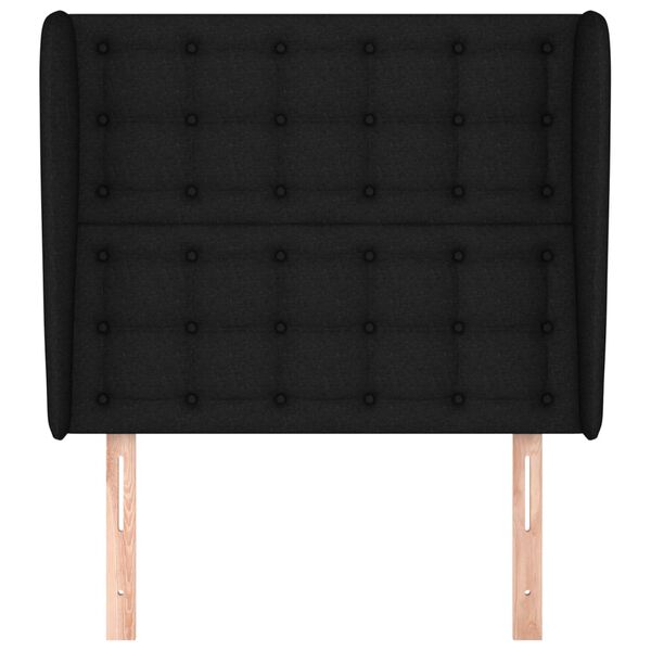 vidaXL Vzglavje z u&scaron;esi črno 103x23x118/128 cm blago