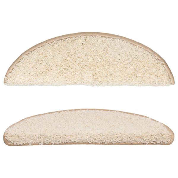 vidaXL Stopniščne preproge 15 kosov 56x17x3 cm kremne polkrožne