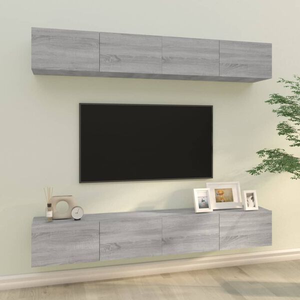 vidaXL Stenske TV omarice 4 kosi siva sonoma 100x30x30 cm