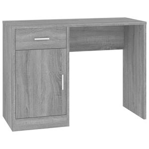 vidaXL Pisalna miza s predalom in omarico siva sonoma 100x40x73 cm les