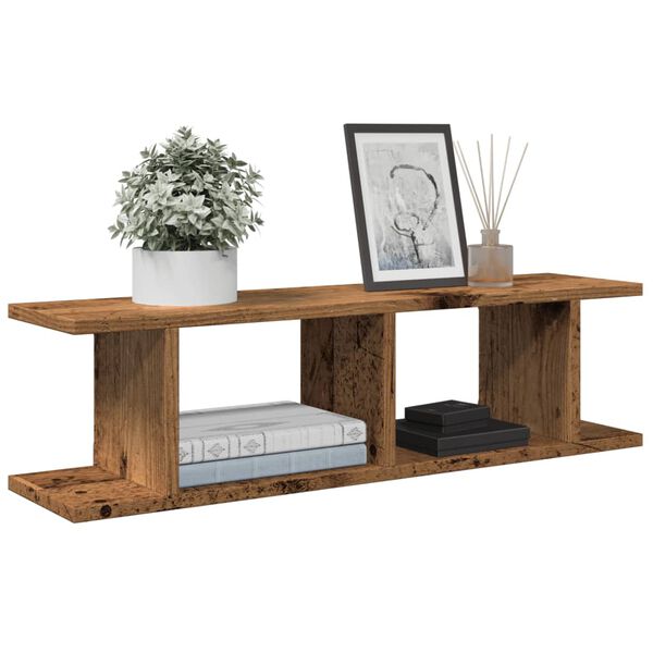 vidaXL Stenske police 2 kosa starega lesa 75x18x20 cm inženirski les