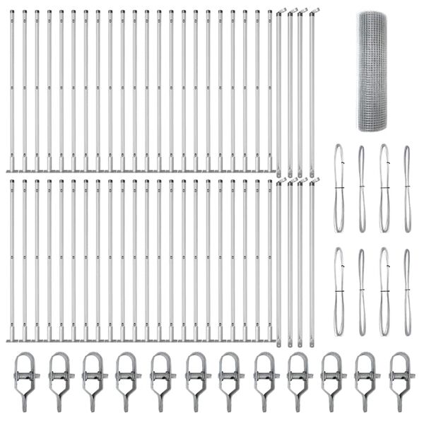 vidaXL Steber ograje. srebrna 100 x 0,6 m (mreža 16 x 16 mm) Jeklo
