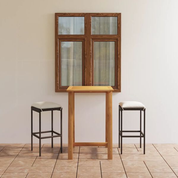 vidaXL Vrtna barska garnitura 3-delna z blazinami rjava