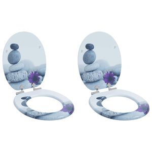 vidaXL Deske za WC &scaron;koljko s počasnim zapiranjem 2 kosa MDF kamenčki