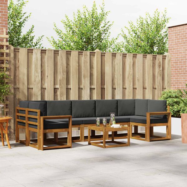 vidaXL Zunanja garnitura za sedenje 8 pcs Naravna in antracitna