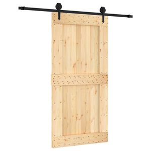vidaXL Drsna vrata Naravna in črna 100 x 210 cm Masiven borov les