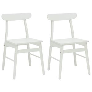 vidaXL Jedilni stol 2 kos Masivno gumovo les Bela 43 x 44,5 x 77 cm