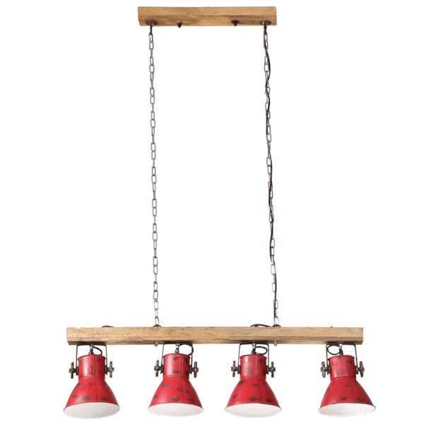 vidaXL Stropna svetilka 25 W obrabljeno rdeča 90x24x111 cm E27