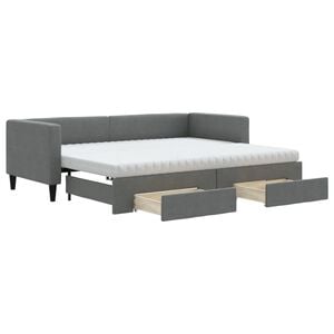 vidaXL Izvlečna dnevna postelja s predali temno siva 80x200 cm blago