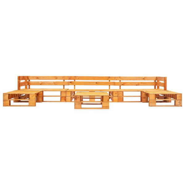 vidaXL Vrtna sedežna garnitura iz palet 6-delna lesena medeno rjava