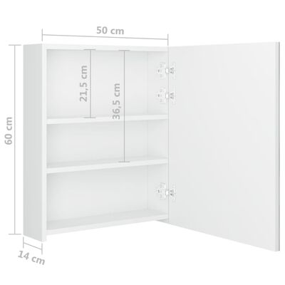 vidaXL LED kopalniška omarica z ogledalom sijoče bela 50x14x60 cm