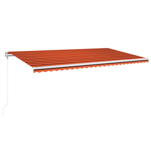 vidaXL Avtomatska tenda LED + senzor 600x300 cm oranžno/rjava