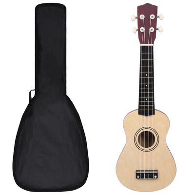 vidaXL Otroški ukulele soprano s torbo naravna 21"