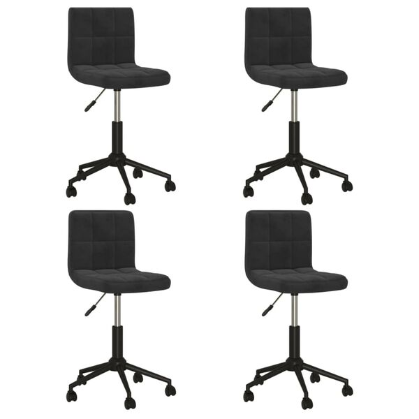 vidaXL Vrtljivi jedilni stoli 4 kosi črn žamet