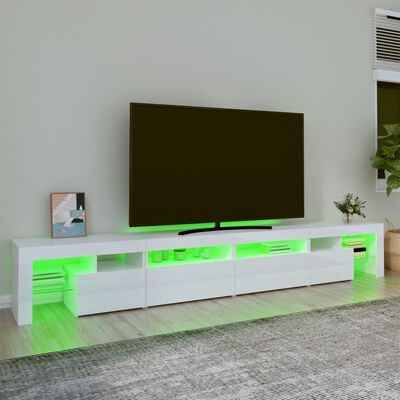 vidaXL TV omarica z LED lučkami visok sijaj bela 260x36,5x40 cm