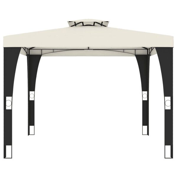 vidaXL Paviljon z dvojno streho krem 2,98x2,98 m jeklo