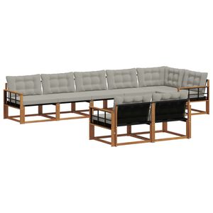 vidaXL Zunanja garnitura za sedenje 8 pcs Naravna in svetlo siva