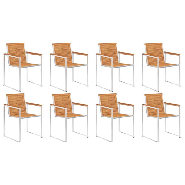 vidaXL Vrtni stoli 8 kosov z blazinami trden akacijev les