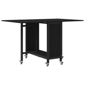 vidaXL Zložljiva jedilna miza z kolesi 130 x 80 x 76,5 cm Črni hrast