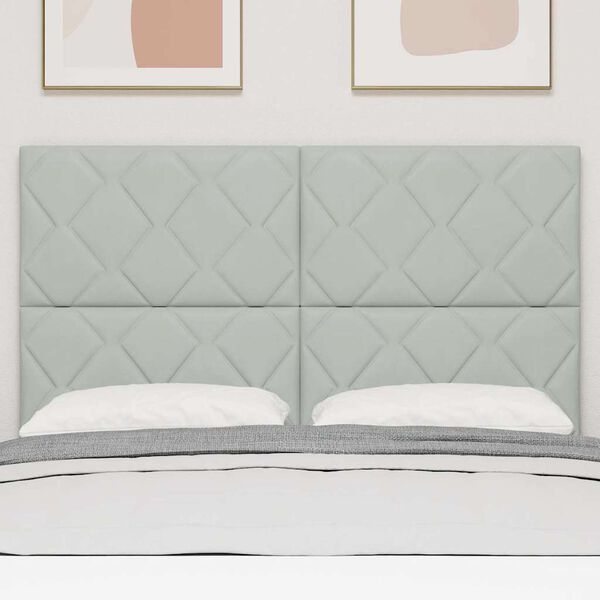 vidaXL Vzglavje z vzglavjem Svetlo siva 144 cm Žamet