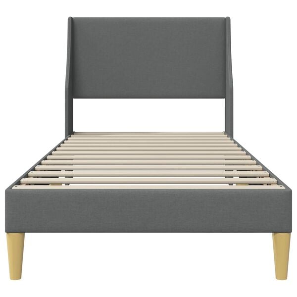 vidaXL Konstrukcija postelje z vzglavjem Temno siva 90 x 200 cm blago