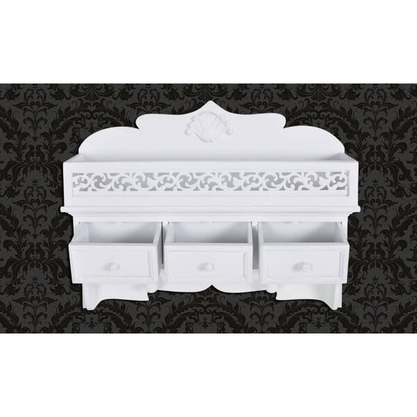 Stenska polica/obešalnik s 3 predali in 2 kavljema