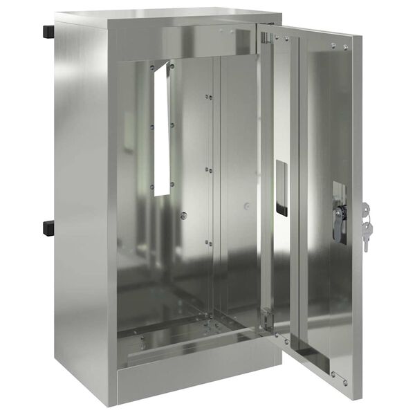 vidaXL nabiralnik s shranjevanjem Črna 30 x 20 x 55 cm Cinkana jeklena