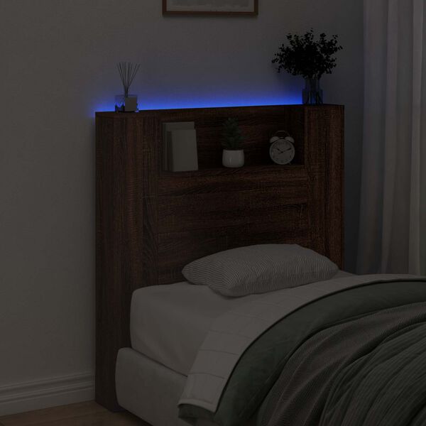 vidaXL Vzglavje Rjav hrast 100 x 16,5 x 103,5 cm Konstruiran les