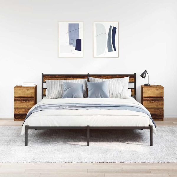 vidaXL Nočne omarice s 3 predali 2 kosa starinski les 39x35x65 cm