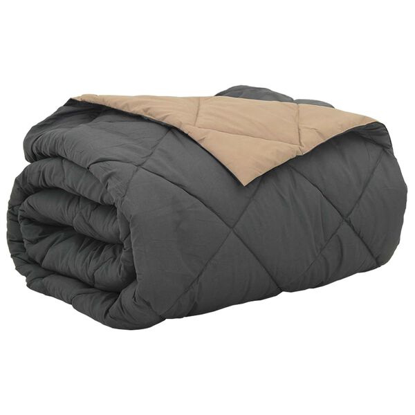 vidaXL Poletna odeja Antracita in taupe 240 x 260 cm Mikrovlakna