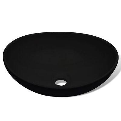 vidaXL Keramični umivalnik 40x33 cm črne barve