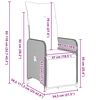 vidaXL Komplet za jedilnico v vrtu z blazino 3 pcs Rjava Poly ratan
