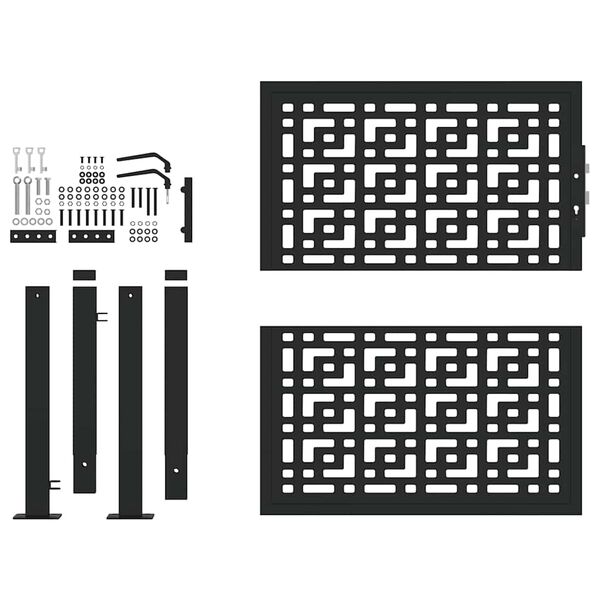 vidaXL Vrtna vrata črna 100x100 cm jeklena križna oblika